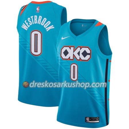 Muški NBA Dres Oklahoma City Thunder Russell Westbrook 0 Nike 2018-19 City Edition Plava Swingman